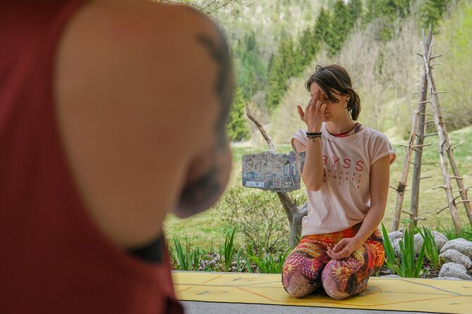 Everyday Yoga Class, Soča (Bovec) - Where you’ll do yoga: Outside hall, Soča River, and mountain views