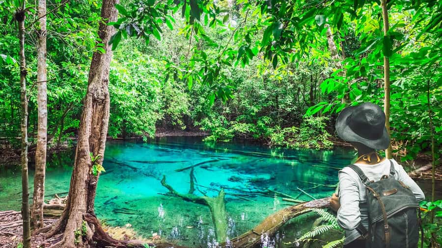 Krabi: Yoga, ATV, Emerald Pool & Blue Lagoon Full-Day Tour - Emerald Pool swim in cool, gem-colored water