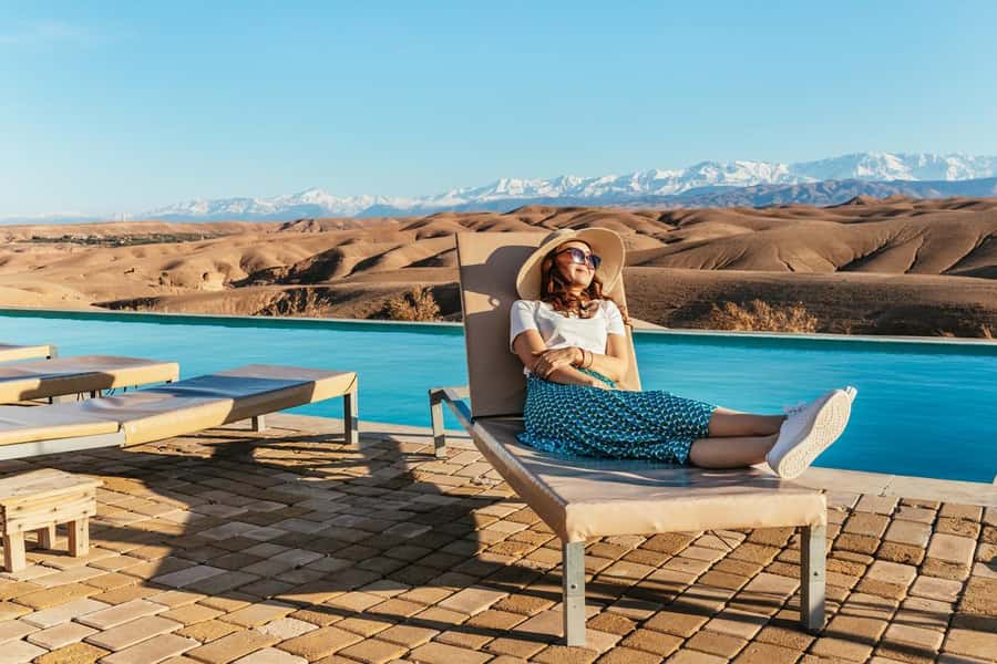 Marrakech: Agafay Desert Retreat, Tent, Dinner, Show & Pool - Late-afternoon pickup and the drive into Agafay