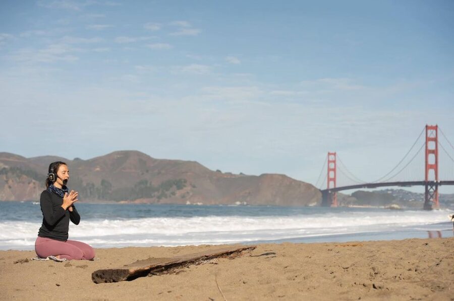 San Francisco: Silent Disco Yoga at Baker Beach - The Headphones, Towel, and Sound Setup That Makes It Easy