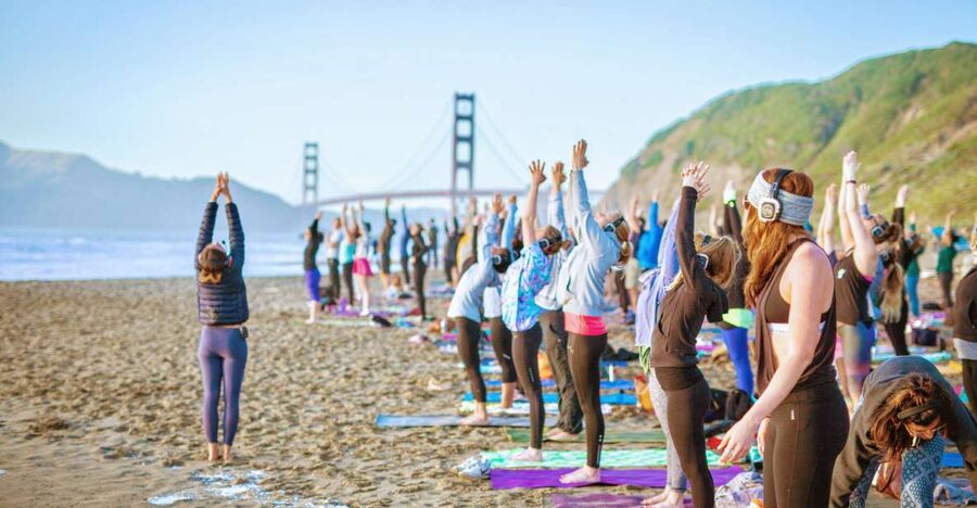 San Francisco: Silent Disco Yoga at Baker Beach - What You’ll Do During the 75–90 Minute Session