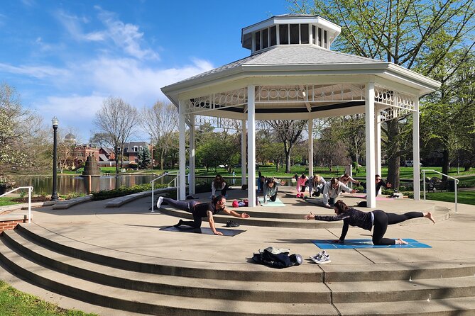 Shared Yoga and Coffee Experience On The Trolley Pub - Trolley Pub Yoga and Coffee in Columbus: the core idea